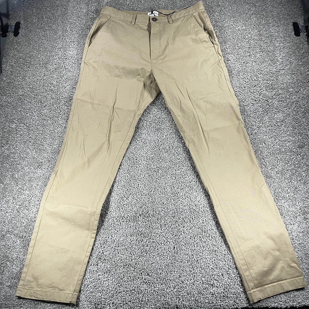 River Island Denim Specialist Mens Khaki Chino Pants Tan 34L NWT‎
